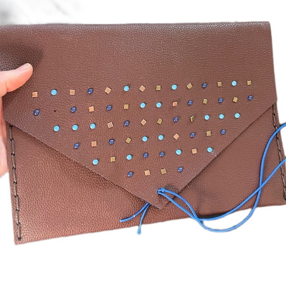 Faux leather foldover clutch purse bag - Picture 1 of 6